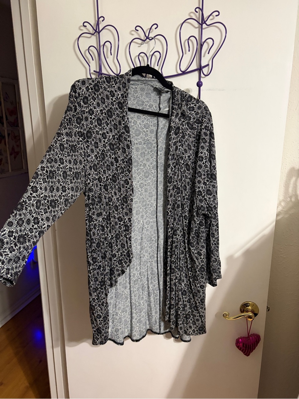 22/24 Lane Bryant Black and White Floral Open Cardigan